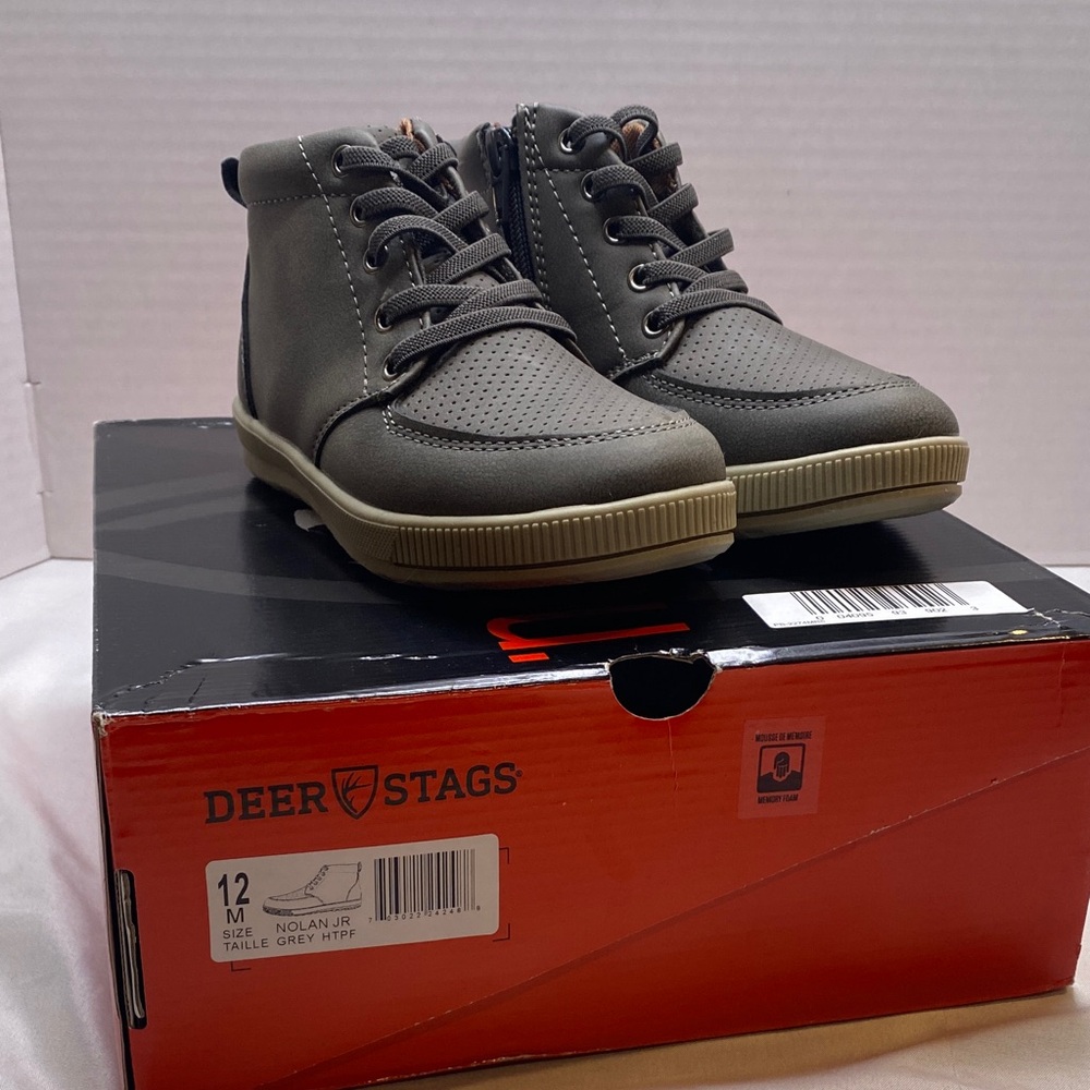 Deer Stags Kids Nolan Jr Size 12M Grey Boots